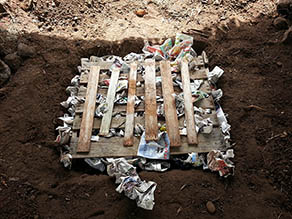 Pallet and newspaper