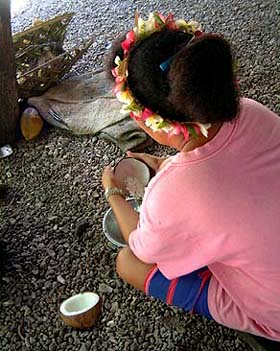 Grating coconut